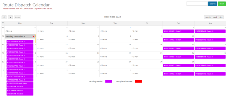 Route Dispatch Calendar V2